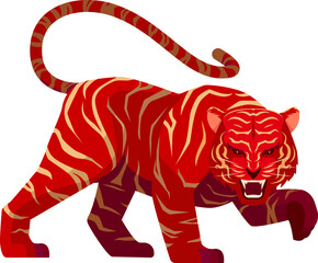 Year of The Tiger Chinese Zodiac Symbol with Ornamental Patterns Character Design. Happy Chinese New Year