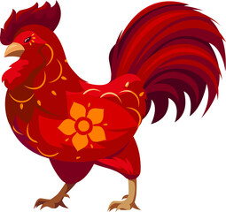 Year of The Rooster Chinese Zodiac Symbol with Ornamental Patterns Character Design. Happy Chinese New Year