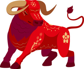 Year of The Ox Chinese Zodiac Symbol Character Design