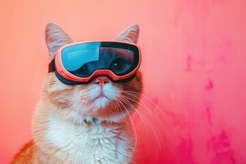 A cat wearing goggles and looking at the camera by AI generated image