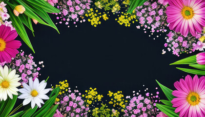 Abstact spring frame with flowers ands copyspace. Background