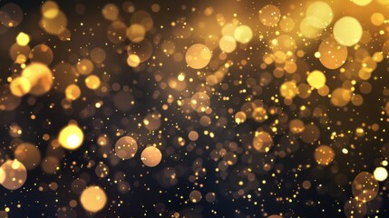 Golden sparkling lights dark background