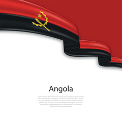 Waving ribbon with flag of Angola