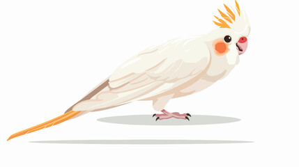 Cute albino cockatiel bird cartoon Flat vector