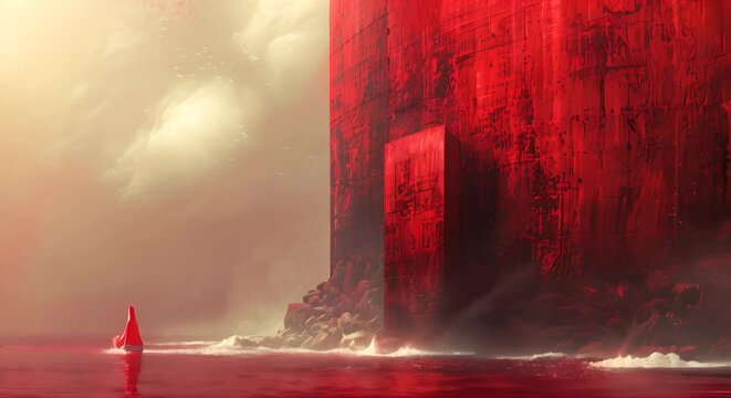 Visionary ideas catapulting over red ocean walls