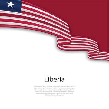 Waving ribbon with flag of Liberia