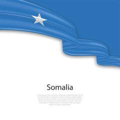 Waving ribbon with flag of Somalia