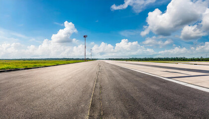 empty runway and cloudy in sky on summer