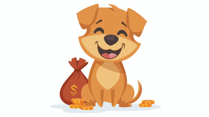 Obraz na płótnie Canvas Dog with money bag cartoon vector illustration