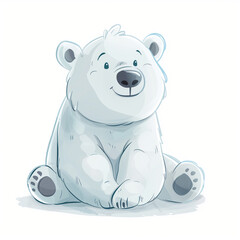 Obraz premium Cute Funny Cartoon Polar Bear, Illustration for Children Book, Generative AI