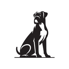 Boxer Dog Silhouette Captured in Modern Design for Pet Enthusiasts- boxer dog black vector- boxer vector stock.