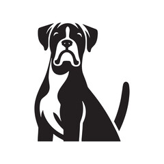 Boxer Dog Silhouette Captured in Modern Design for Pet Enthusiasts- boxer dog black vector- boxer vector stock.