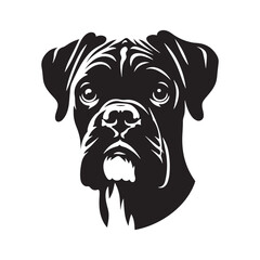 Boxer Dog Silhouette Captured in Modern Design for Pet Enthusiasts- boxer dog black vector- boxer vector stock.