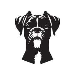 Boxer Dog Silhouette Captured in Modern Design for Pet Enthusiasts- boxer dog black vector- boxer vector stock.