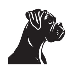 Boxer Dog Silhouette Captured in Modern Design for Pet Enthusiasts- boxer dog black vector- boxer vector stock.