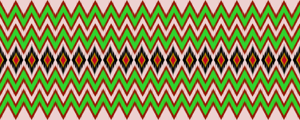 Ikat abstract ethnic art. Seamless pattern in tribal, folk embroidery, and Ikat mexican style. Aztec geometric art ornament print. vector design for fashion, ikat fabric, wallpaper, wrapping carpet.