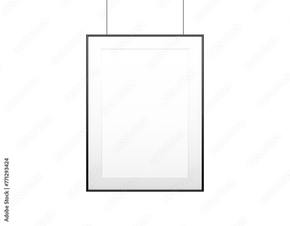 Aufkleber a hanging picture frame with a white blank space, realistic graphic style on a clean white backgroun