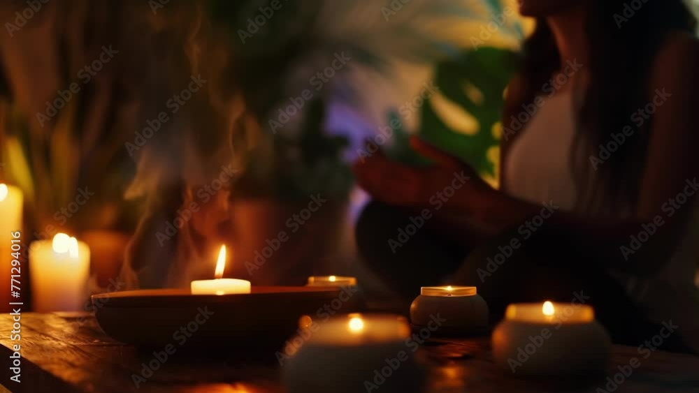 Aufkleber a soothing aromatherapy session taking place in a dimly lit room with patients inhaling the calming 