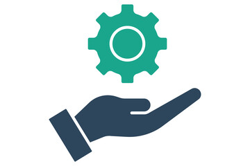 resource icon. hand with gear. icon related to action plan, business. solid icon style. business element illustration