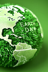 Earth Day poster background with copy space. Green future and eco-friendly world concept. Sustainable living and development concept. Save our planet, restore and protect green nature.