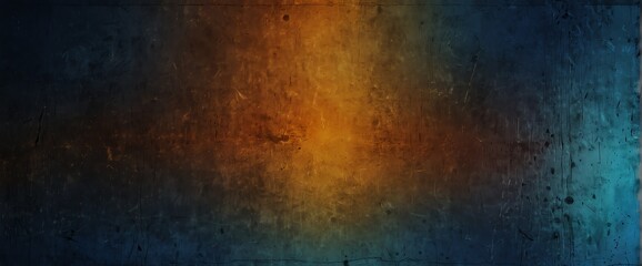 Amber orange to sapphire blue color gradient wall texture grunge rough abstract with scratches and small cracks from Generative AI - obrazy, fototapety, plakaty