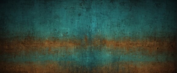 Fototapeta na wymiar Cinnamon brown to cyan blue color gradient wall texture grunge rough abstract with scratches and small cracks from Generative AI
