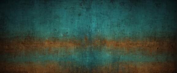 Cinnamon brown to cyan blue color gradient wall texture grunge rough abstract with scratches and small cracks from Generative AI