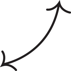 Dual semi circle arrow. Vector illustration. Semicircular curved thin long double ended arrow.