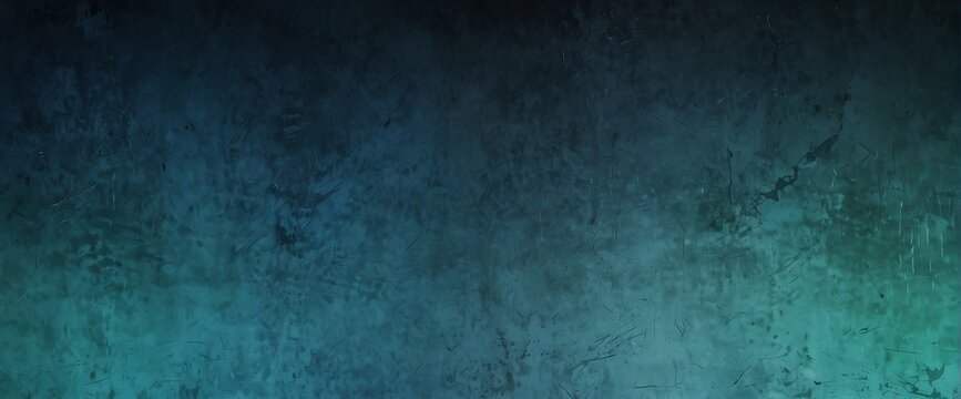 Sapphire blue to mint green color gradient wall texture grunge rough abstract with scratches and small cracks from Generative AI