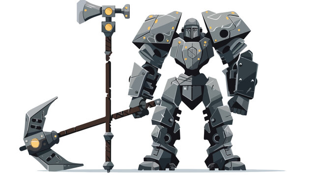 Gladiator Robot - Battle Axe Flat vector