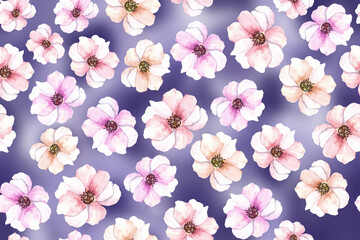 flower allover pattern with digital geometric abstract background