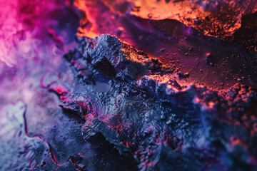 A colorful, abstract image of a rocky landscape with a lava flow - Powered by Adobe
