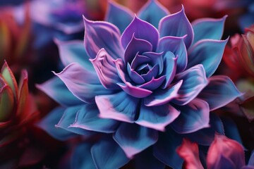 A closeup of a colorful succulent plant with its unique leaves - obrazy, fototapety, plakaty