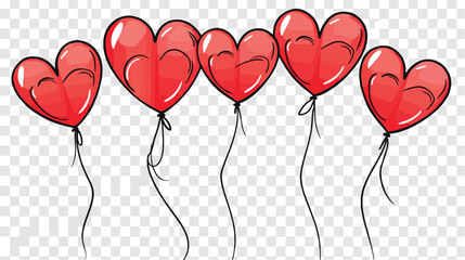 Heart balloons Vector illustration on a transparent b