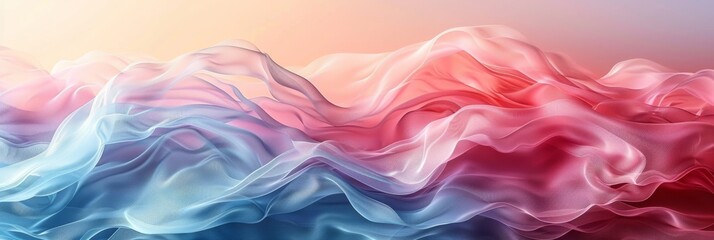 Obraz premium Abstract colorful spheres on wavy landscape. Vibrant and surreal landscape with colorful orbs floating above wavy layers, a scene that combines fantasy and serenity in a modern style