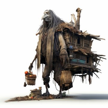 Baba Yaga isolated on white background