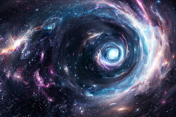 A spiral galaxy with a large hole in the middle