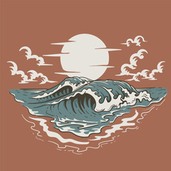 wave in the ocean. Vector illustration 
