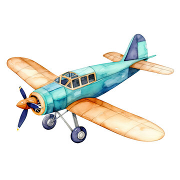 recommend clip art: AI-generated watercolor Airplane clip art illustration. Isolated elements on a white background.	
