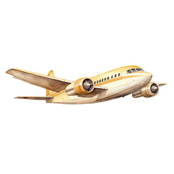 recommend clip art: AI-generated watercolor Airplane clip art illustration. Isolated elements on a white background.	