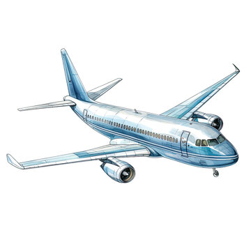 recommend clip art: AI-generated watercolor Airplane clip art illustration. Isolated elements on a white background.	
