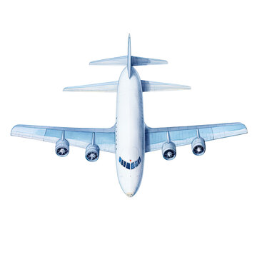 recommend clip art: AI-generated watercolor Airplane clip art illustration. Isolated elements on a white background.	