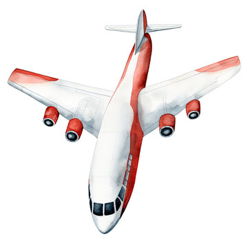 recommend clip art: AI-generated watercolor Airplane clip art illustration. Isolated elements on a white background.	