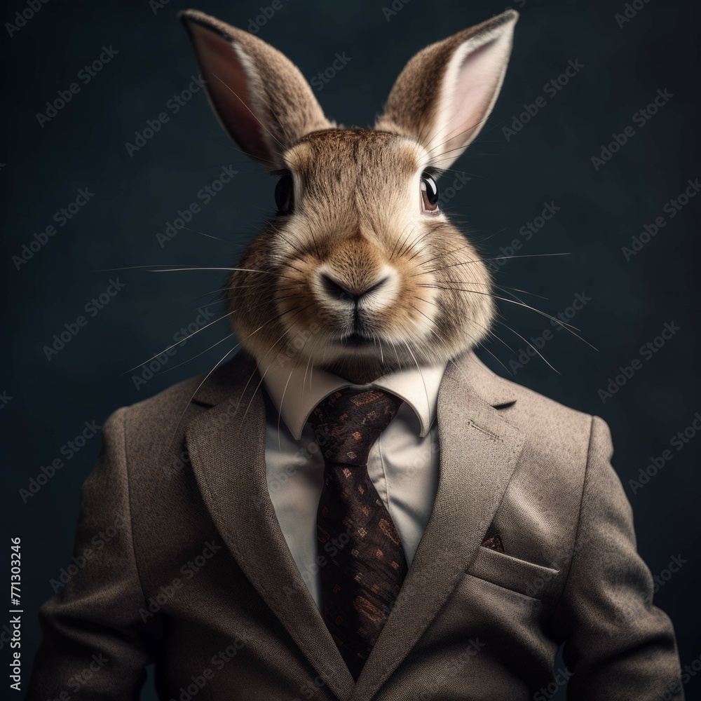 Wall mural Rabbit in a suit - Wall murals
