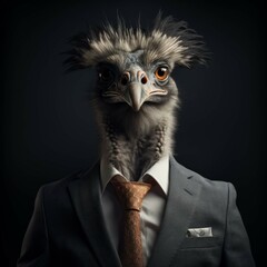 Emu in a suit - obrazy, fototapety, plakaty