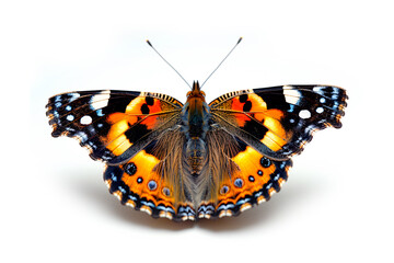 Beautiful Red Admiral butterfly isolated on a white background with clipping path