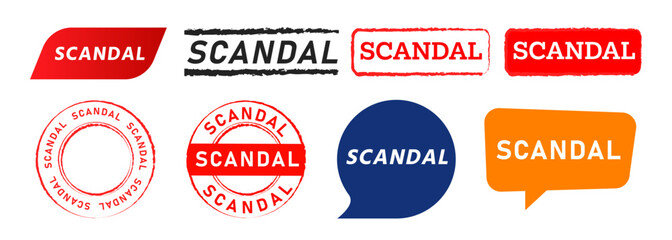 scandal rectangle circle stamp and speech bubble label sticker sign gossip rumor - obrazy, fototapety, plakaty