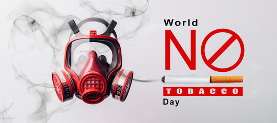 world no tobacco day, No smoking day with a red mask on white background