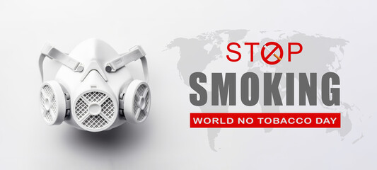 world no tobacco day, No smoking day with  white mask on white background
