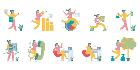 Business woman activities concept